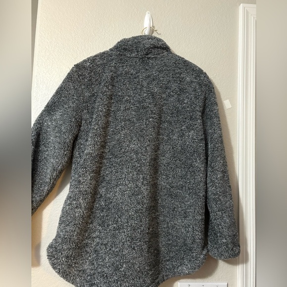 P.J. Salvage Cozy Gray 1/4 Zip Faux Fur  with Marled Texture Pullover Loungewear - Picture 11 of 12